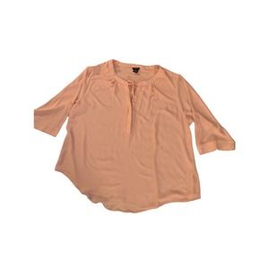 Torrid - Women’s Size 3 - Sheer Pink V Neck 3/4 Sleeves Button Up Kitten Tie